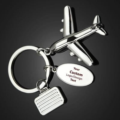 Your Custom Design & Image & Logo & Text Suitcase aviation shaped key chain, durable metal alloy.
