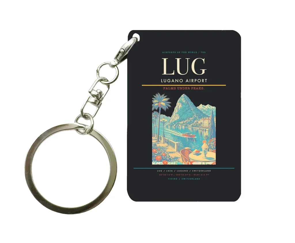 Lugano Airport (LUG) design on black key chain