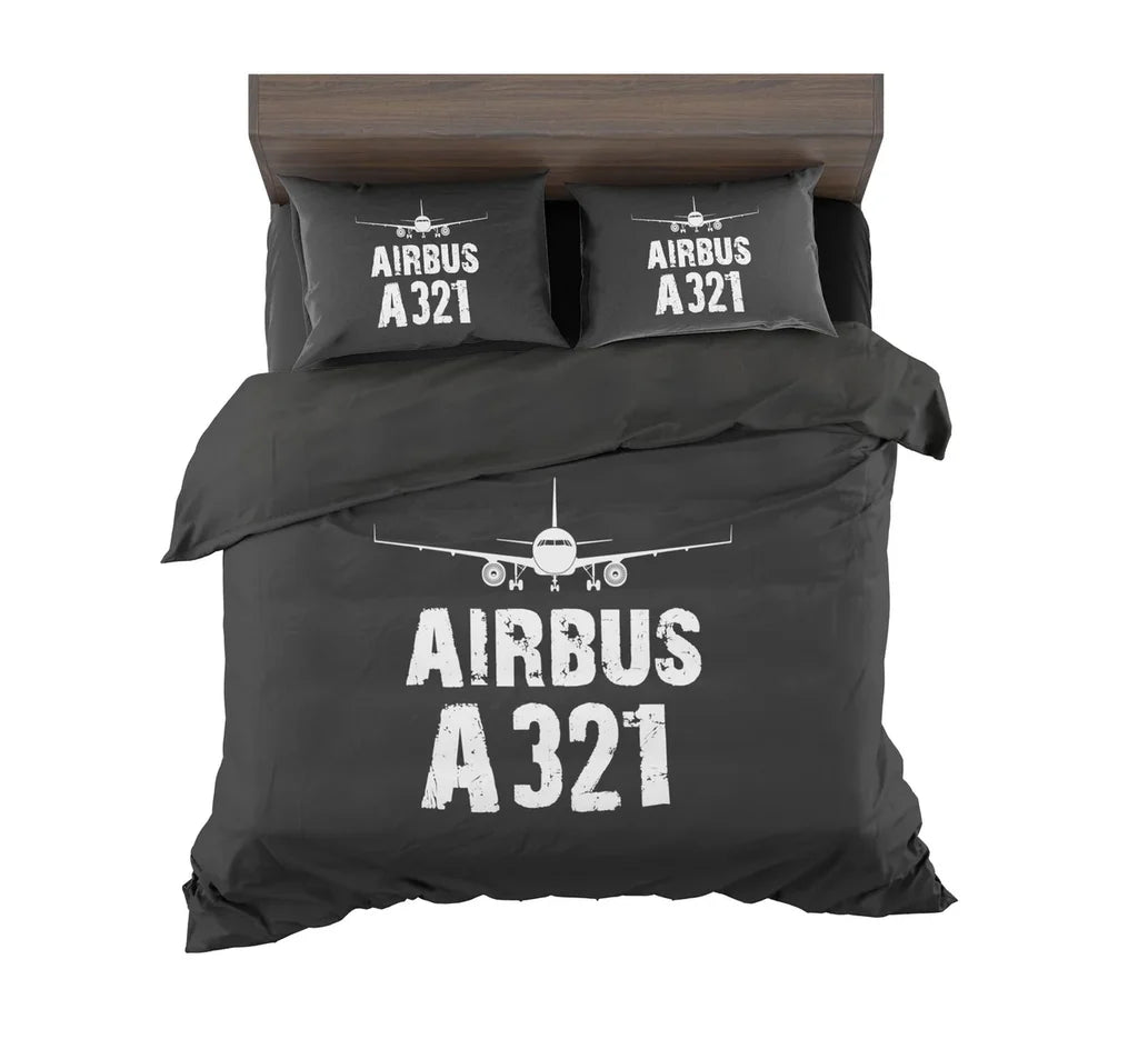Airbus A321 & Plane aviation design on soft cotton blend bedding set.