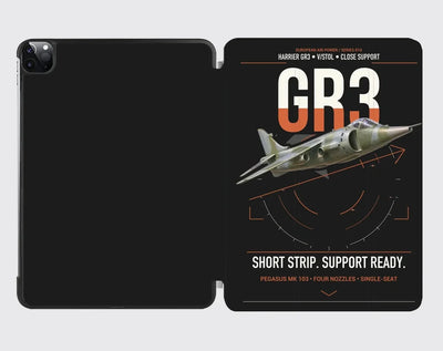 Hawker Siddeley Harrier GR3 design on black ipad tablet case