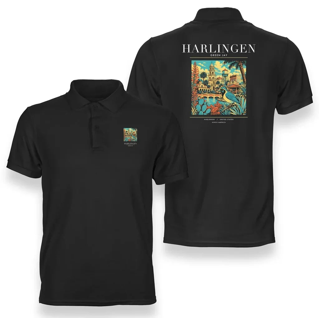 HARLINGEN - Poster - Double-Side Polo - Black