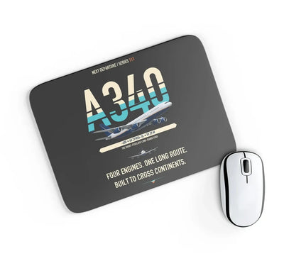 Airbus A340-200 design on black rectangle mouse pad