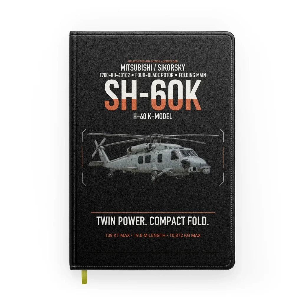 Mitsubishi Sikorsky SH-60K design on black notebook