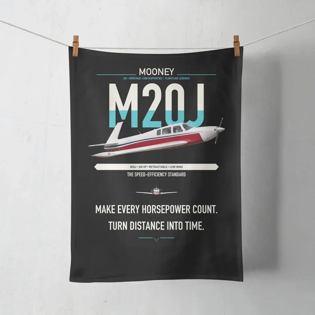 Mooney M20J 201 design on black towel