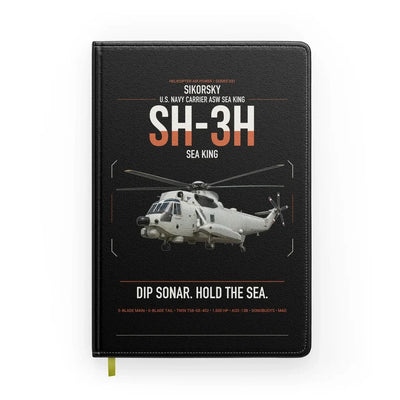 Sikorsky SH-3H Sea King design on black notebook
