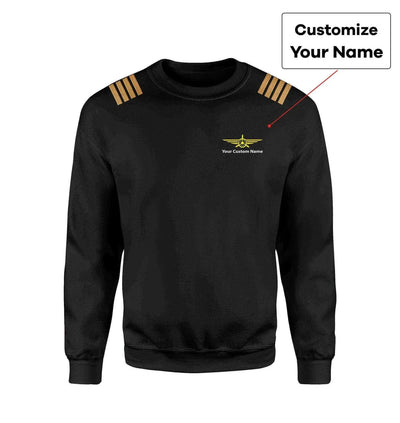 Custom & Name with EPAULETTES (Badge 3) aviation design printed on soft cotton blend sweatshirt.