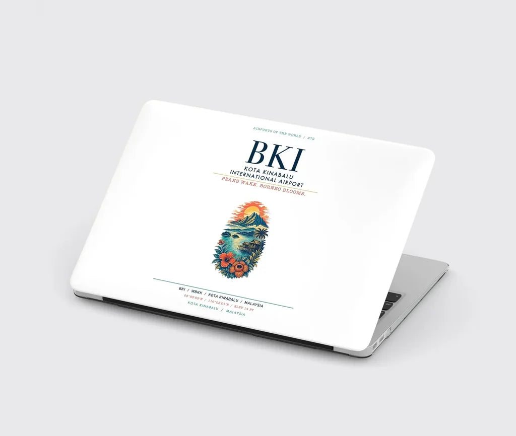 Kota Kinabalu International Airport (BKI) design on white MacBook case