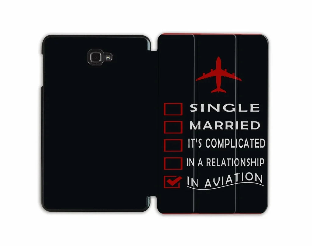 Relationship Status Cabin Crew aviation themed tablet case for Samsung tablet.