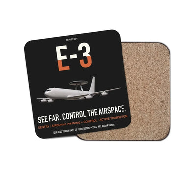 E-3 Sentry AWACS design on black 1 piece coaster