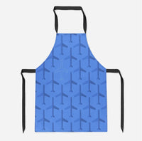 Thumbnail for Blue aviation design on durable cotton blend kitchen apron.