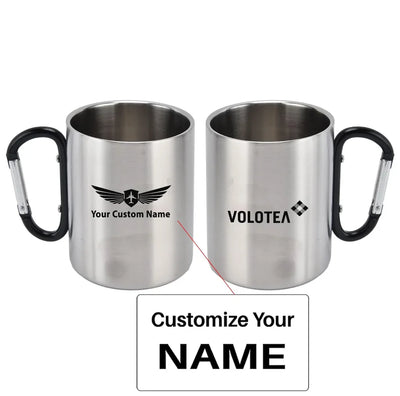 Volotea Airlines aviation design on outdoor mug, durable insulated construction.
