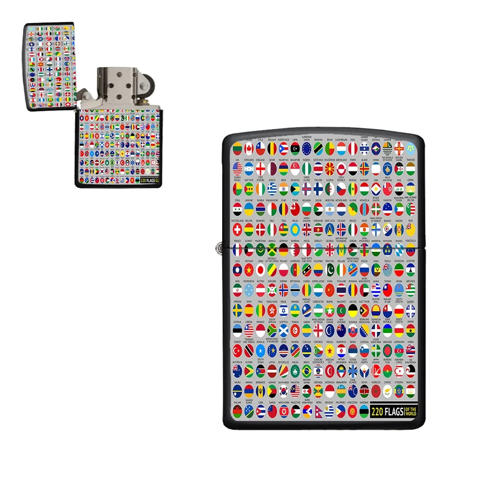 220 World's Flags aviation metal lighter in premium metal alloy.