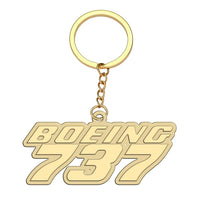 Thumbnail for Boeing 737 & Text aviation hollow key chain in polished alloy.