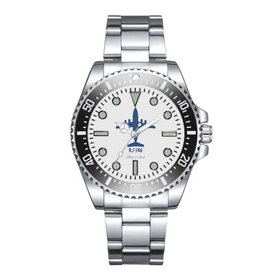 British Aerospace BAe RJ-146 Luxury Aviators aviation aviator watch, premium stainless steel body with engraved detail.