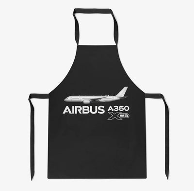 The Airbus A350 WXB aviation design on durable cotton blend kitchen apron.