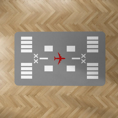 Special Runway (Gray) Custom Runway aviation design on durable carpet pile with non-slip backing rectangle carpet floor mat.