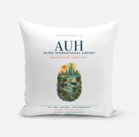 Thumbnail for Abu Dhabi Zayed International Airport (AUH) design on white pillow