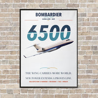 Thumbnail for Bombardier Global 6500 vertical canvas print - framed - white background