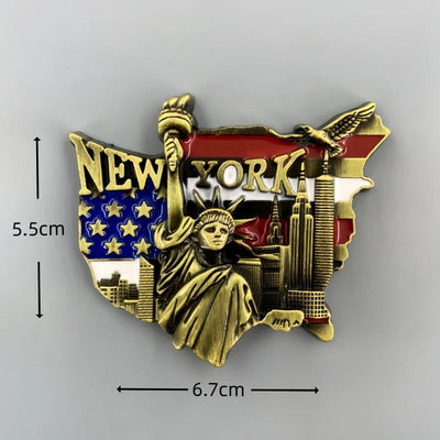 New York Landmark Buildings 3D Metal Fridge aviation design 3D metal magnet sticker in 3D metal with magnetic back.