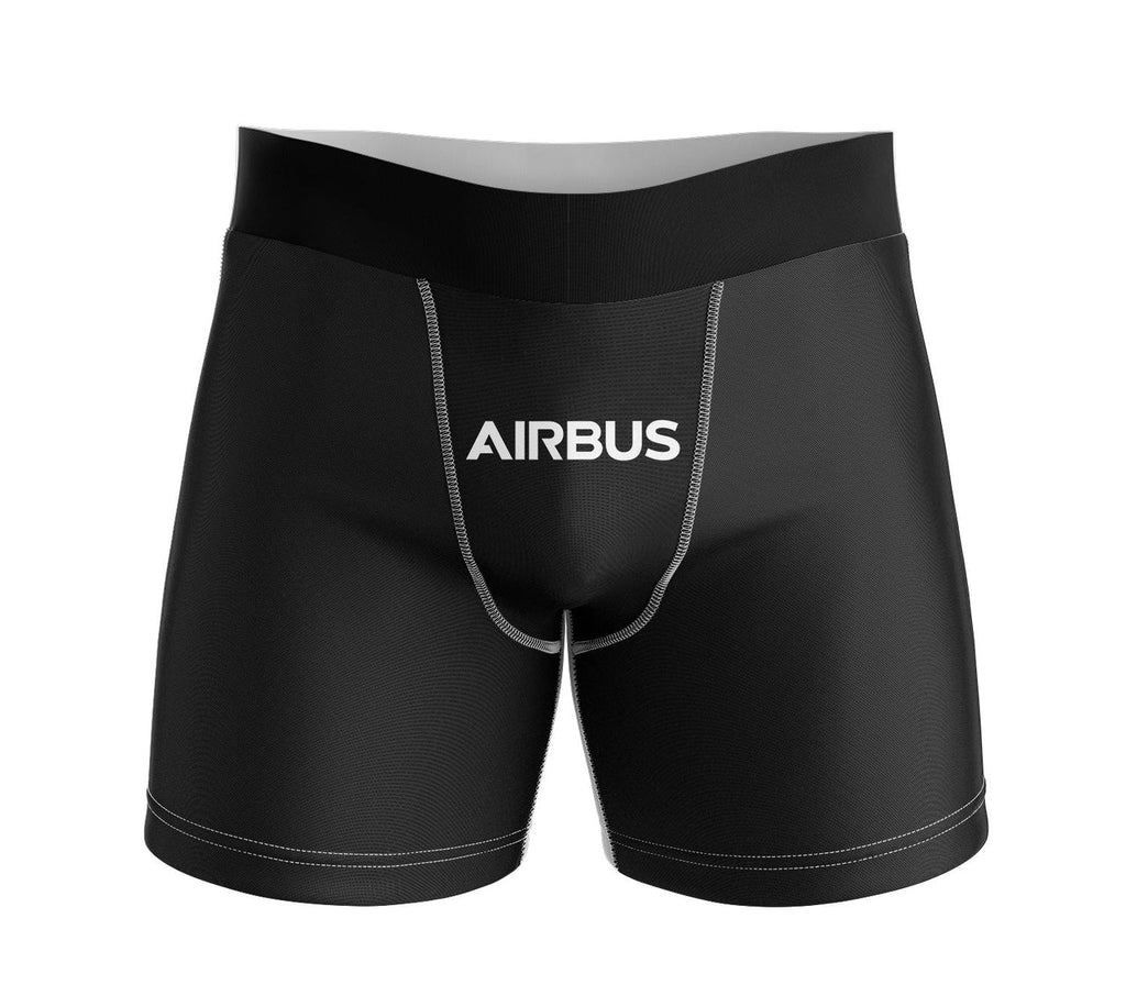 Airbus & Text aviation design on soft cotton blend men's boxers.