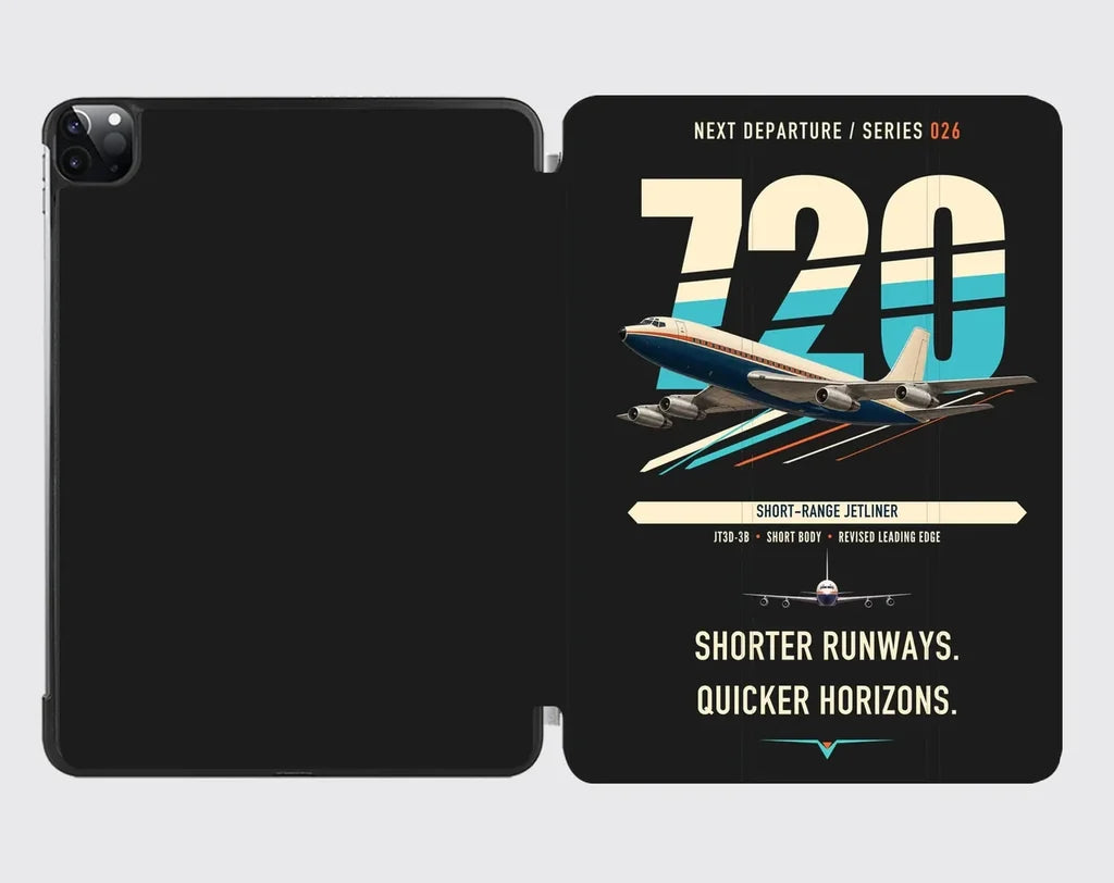 Boeing 720B design on black ipad tablet case