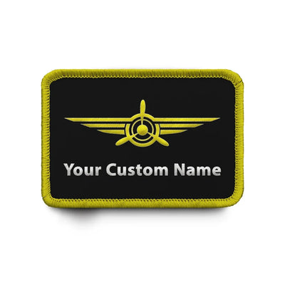 Custom Name (Badge 3) & Embroidered aviation design patch in embroidered fabric.