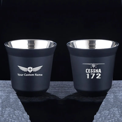 Cessna 172 & Plane aviation design on double-wall coffee mug, vacuum-insulated double-wall.
