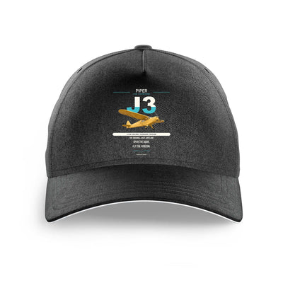 Piper J-3 Cub design on black printed hat