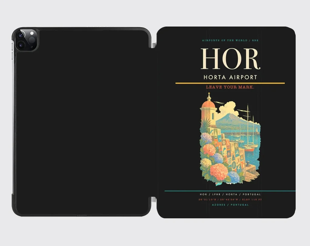 Horta Airport (HOR) design on black ipad tablet case