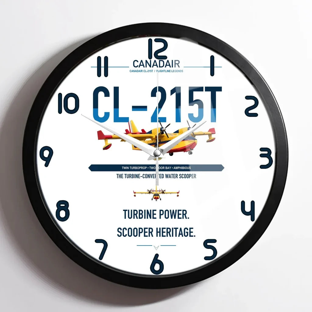 Canadair CL-215T design on white framed wall clock