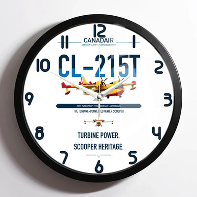 Canadair CL-215T design on white framed wall clock