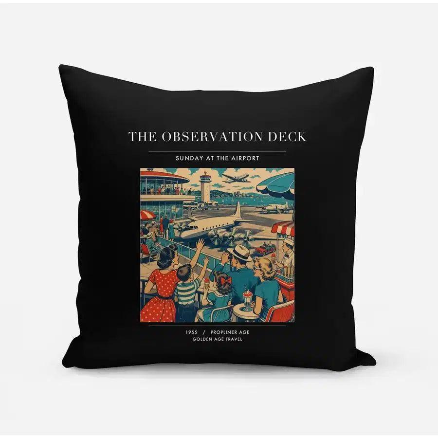 VINTAGE G4081 - The Observation Deck - Designed Pillows design on black