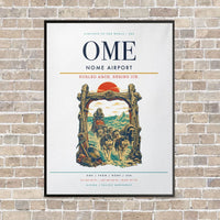 Thumbnail for Nome Airport OME vertical canvas print - framed - white background