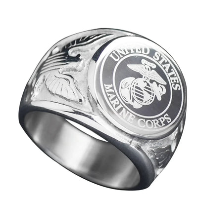 Stainless Steel USA US Air Force aviation themed ring, stainless steel.