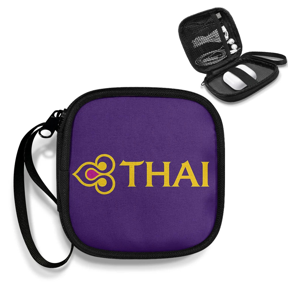 Thai Airways Portable aviation portable headphone bag in padded polyester.