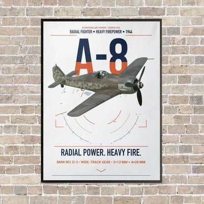 Focke-Wulf Fw 190A-8 vertical canvas print - framed - white background