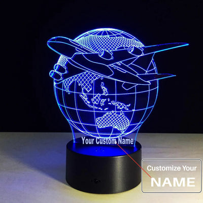 Colour Changing 3D Airplane Shape Led Table Lamps aviation themed 3D night lamp, premium acrylic with LED.