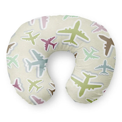Seamless 3D Airplanes Travel & Boppy aviation design on memory foam with soft cover travel pillow.