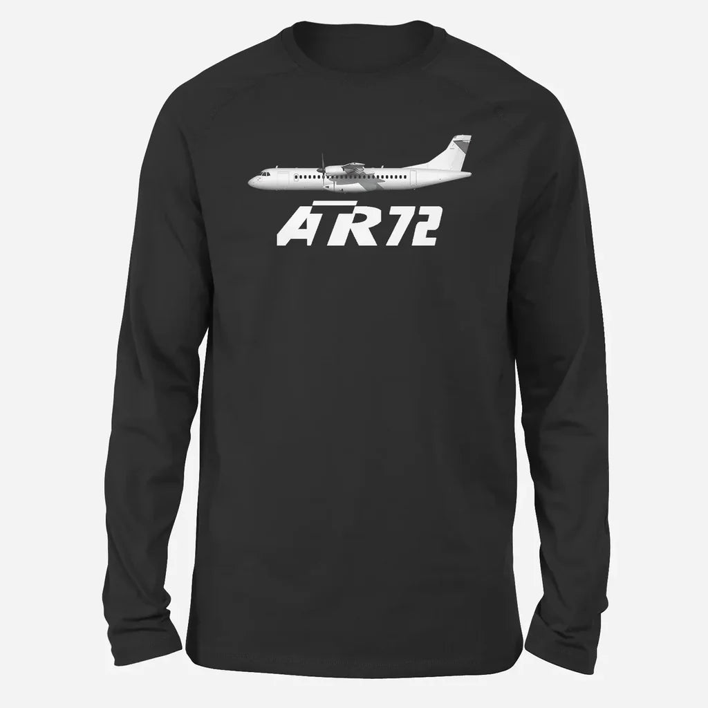 The ATR72 Long-Sleeve aviation design printed on soft cotton long-sleeve T-shirt.