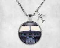 Thumbnail for Airbus A320 Cockpit Wide aviation necklace, stainless steel body with engraved detail.