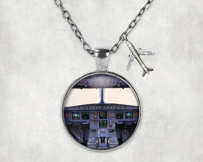 Airbus A320 Cockpit Wide aviation necklace, stainless steel body with engraved detail.