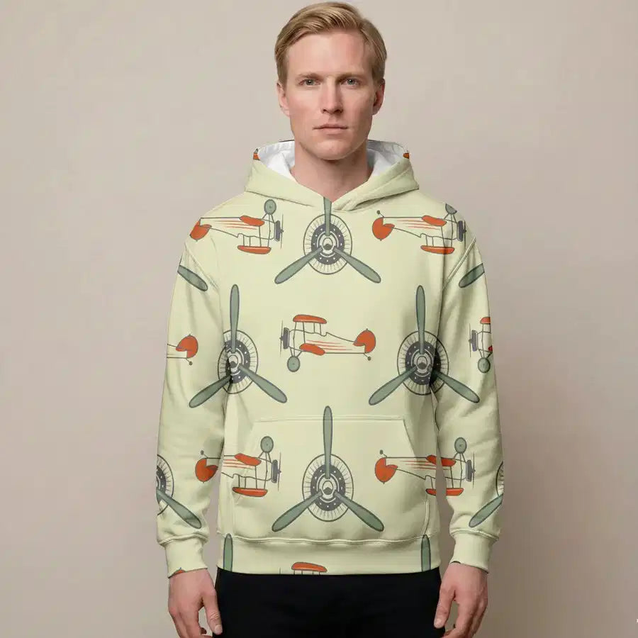 Vintage Old Airplane Printed aviation design printed on soft cotton 3D-print T-shirt.