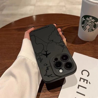 Minimalist Fresh Color Airline Routes Style Phone Case For iPhone Shockproof Silicone aviation print fashion iPhone case, fit.