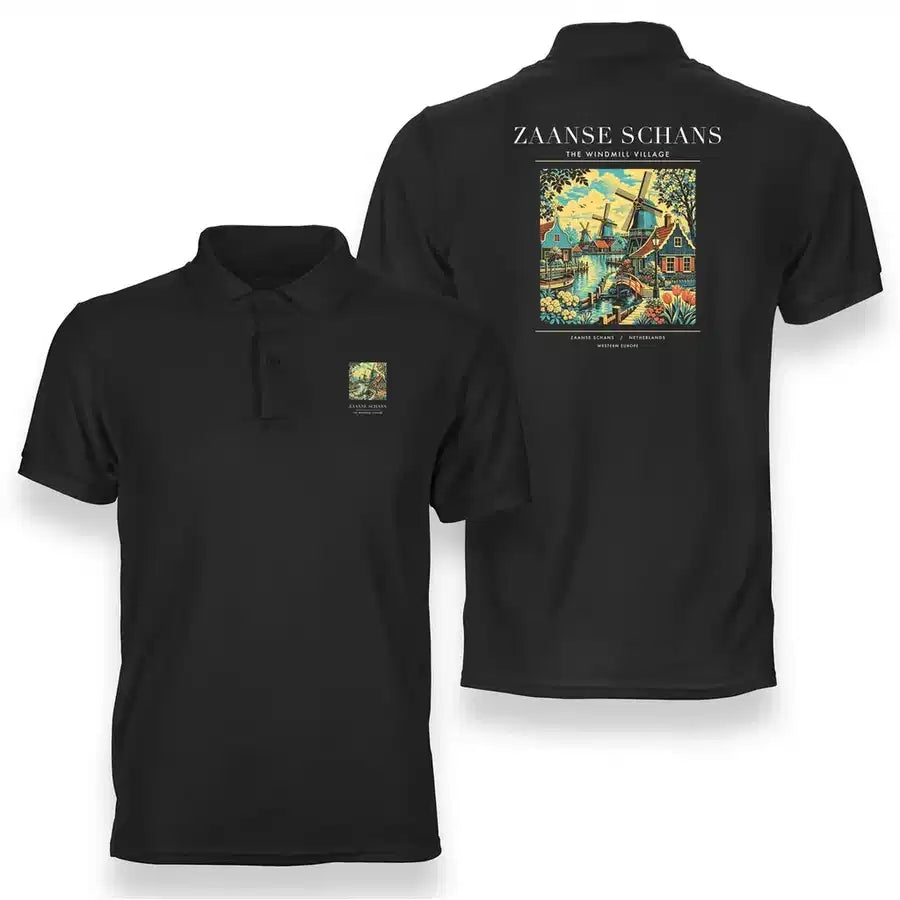 ZAANSE SCHANS - Poster - Double-Side Polo - Black