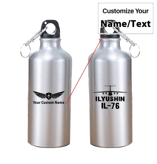 ILyushin IL-76 & Plane aviation design on thermos, vacuum-insulated.