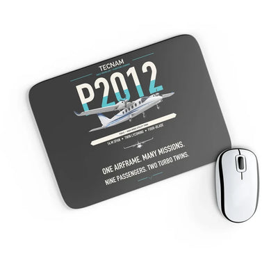 Tecnam P2012 Traveller design on black rectangle mouse pad