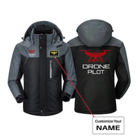 Thumbnail for Drone aviation design printed on heavyweight insulated shell thick winter jacket.
