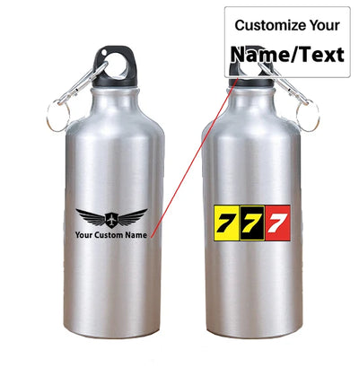 Flat Colourful 777 aviation design on thermos, vacuum-insulated.