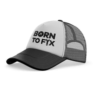 Thumbnail for Born To Fix Airplanes aviation embroidery on mesh-back cotton trucker cap.