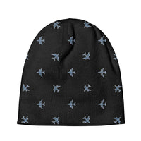 Thumbnail for Nice Airplanes (Black) aviation embroidery on soft knit fabric 3D knit beanie.